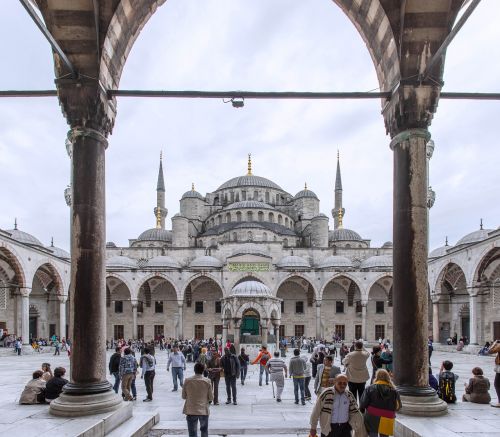 Aya Sofia, Istanbulas, Mėlynas, Šventykla, Panorama, Dangus, Architektūra, Bažnyčia, Kupolas, Turizmas, Religija, Islamas, Mečetė, Turkija