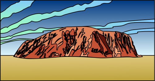 Ayers Rock, Uluru, Kalnas, Plato, Australia, Raudona, Dykuma, Butas, Nemokama Vektorinė Grafika