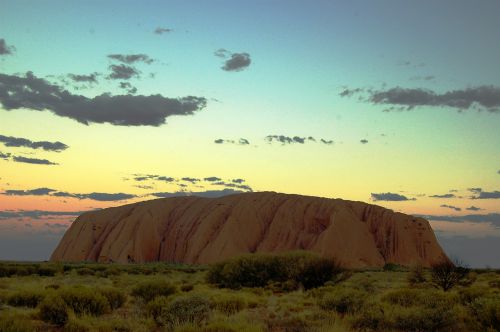 Ayers Rock, Uluru, Australia, Outback, Dusk, Nustatymas, Saulėlydis, Gražus, Atmosfera, Nuotaika