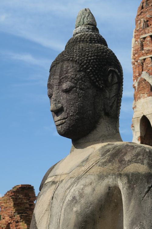 Ayutthaya, Tailandas, Buda, Sugadinti