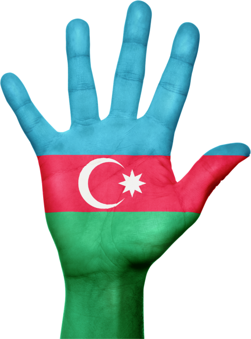 Azerbaidžanas, Vėliava, Ranka, Nacionalinis, Pirštai, Patriotinis, Patriotizmas, Artimieji Rytai, Azerbaidžanas, Gestas