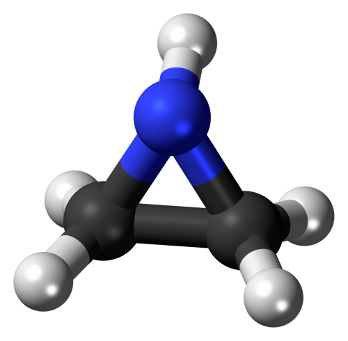 Aziridinas,  Molekulė,  Azotas,  Heterociklas,  Rutulys,  Stick,  Modelis,  Chemija