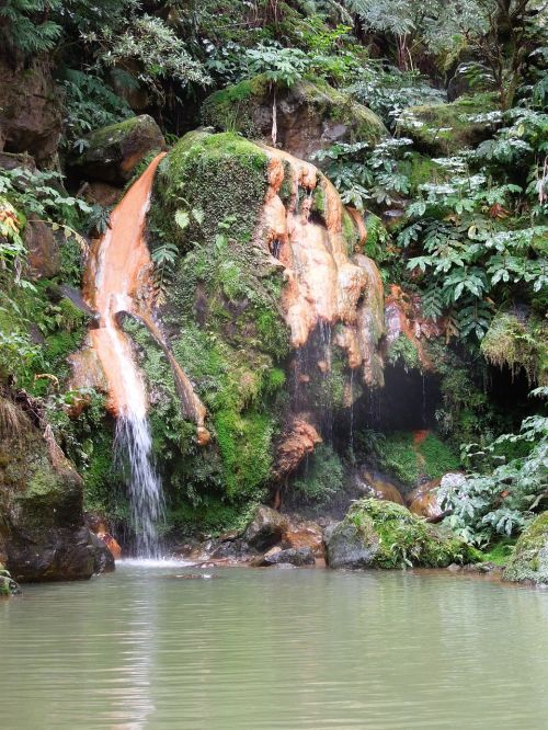 Azores, Krioklys, Natūralūs Šaltiniai, Gamta, Žalias, Kraštovaizdis