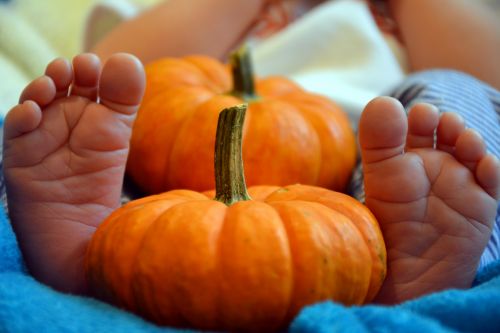 Kūdikis,  Kūdikis,  Pėdos,  Pėdos,  Moliūgai,  Kritimas,  Halloween,  Kūdikių Kojos Su Moliūgais