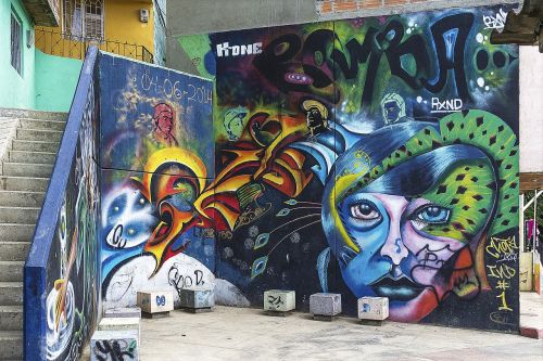 Fonas, Grafiti, Grunge, Gatvės Menas, Grafiti Siena, Graffiti Menas, Meno, Dažytos, Purškiami Dažai, Menas, Žymėjimas, Žymes, Miesto, Miestas, Fjeras, Veidas, Fasadas, Pastatas, Kolumbija, Medellin