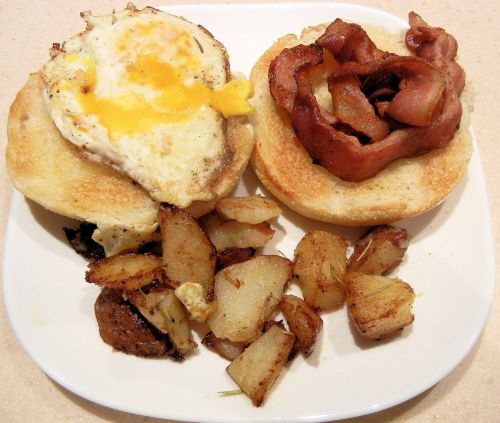 Bacon, Kiaušinis, Bulvės, Skrudinta Duona, Pusryčių Maistas