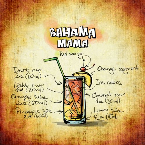 Bahama Mama, Kokteilis, Gerti, Alkoholis, Receptas, Vakarėlis, Alkoholinis, Šiaudai