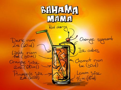 Bahama Mama, Kokteilis, Gerti, Alkoholis, Receptas, Vakarėlis, Alkoholinis, Vasara