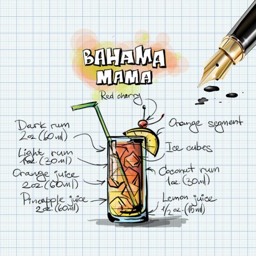 Bahama Mama,  Kokteilis,  Gerti,  Alkoholis,  Receptas,  Vakarėlis,  Alkoholinis,  Vasara