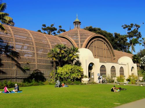 Balboa Parkas, San Diego, Kalifornija, Botanikos Sodas, Žmonės, Lankytojai, Architektūra, Struktūra, Pastatas, Medžiai, Gamta, Lauke, Orientyras
