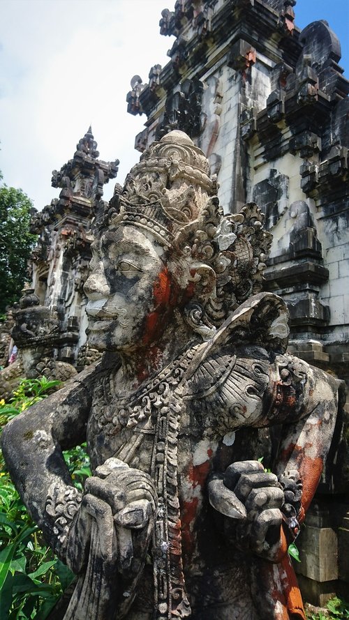 Bali,  Statula,  Dievybė,  Skulptūra,  Šventykla,  Azijoje,  Garbinimas,  Tradicinis,  Dvasingumas,  Religinis,  Įėjimas,  Budizmas,  Indonezija,  Bali