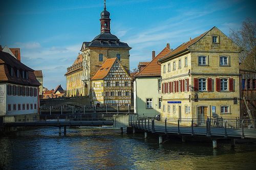 Bamberg, Miesto Vaizdas, Upė, Tiltas, Bažnyčia, Gamta, Bavarija