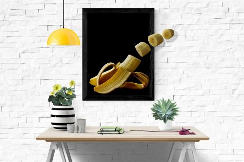 Bananas, Supjaustyti, Vaizdas, Stalas, Biuras, 3D