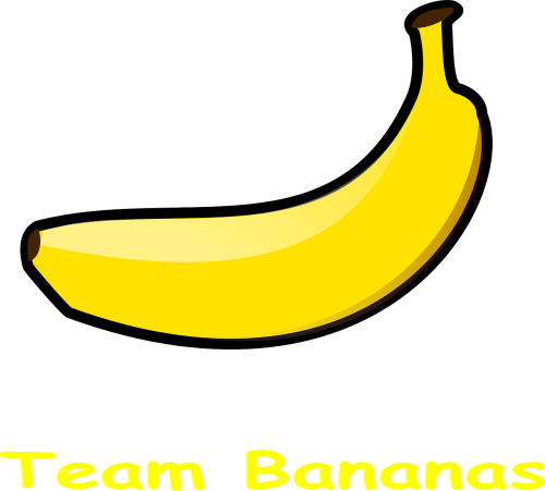 Bananas, Komandos Logotipas, Vaisiai, Maistas, Šviežias, Vitaminai, Prinokę, Geltona, Mityba, Laimingas, Nemokama Vektorinė Grafika