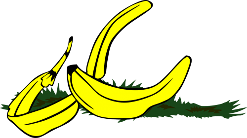Bananas, Žievelės, Slidu, Protektorius, Vaisiai, Prinokę, Geltona, Nemokama Vektorinė Grafika