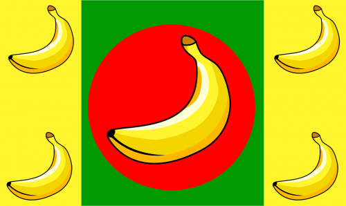 Bananų Respublika, Vėliavos, Geltona, Raudona, Žalias, Juostelės, Simboliai, Ženklai, Vaisiai, Spalvinga, Nemokama Vektorinė Grafika