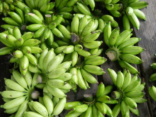 Bananai, Vaisiai, Žalias, Neprinokęs, Krūva