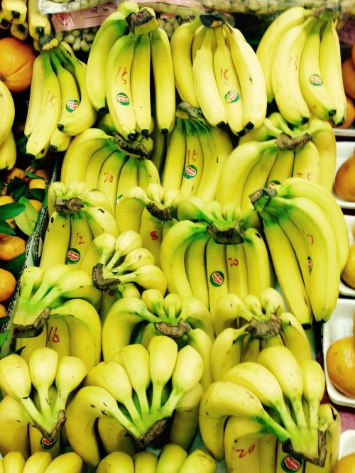 Bananai, Geltona, Turgus, Vaisiai, Maistas, Sveikas