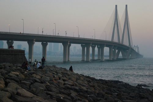 Bandra-Worli Jūra, Kabantis Tiltas, Rajiv Gandhi Jūra, Tiltas, Architektūra, Mumbajus, Indija, Vandenynas, Rytas