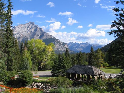 Banff, Kanada, Alberta, Parkas, Kalnas, Nacionalinis, Turistinis, Atostogos, Dangus, Šventė, Lauke, Vasara, Gamta