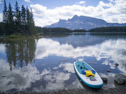 Banff,  Dviejų Lizdas Ežero,  Kanada,  Alberta,  Kalnų,  Ežeras,  Valtis