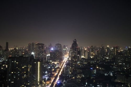 Bangkokas, Naktis, Naktiniai Žiburiai, Ilga Ekspozicija, Stogas