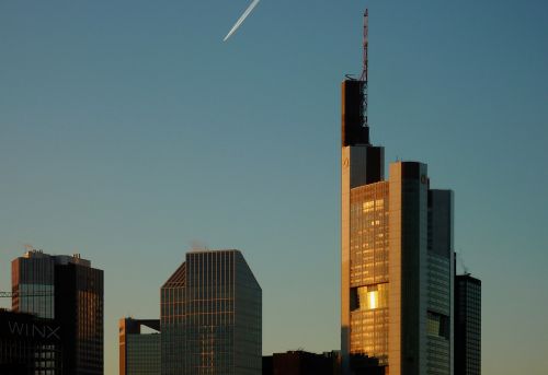 Bankas, Apšviestas, Miestas, Frankfurtas, Pagrindinis Frankfurtas, Dangoraižis, Dangoraižiai, Pagrindinis, Panorama