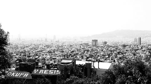 Barcelona, Squatters, Grafiti, Miestas, Juoda Ir Balta, Didelis Miestas, Architektūra, Horizontas, Iš Oro