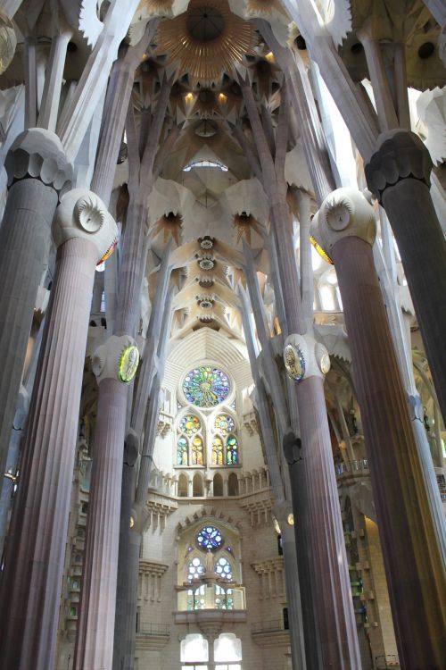 Barcelona, Ispanija, Sagrada Familia, Interjeras, Architektūra, Bažnyčia, Bažnyčios Nafas