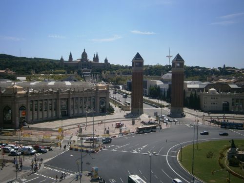 Barcelona, Plaza España, Montjuic, Torres
