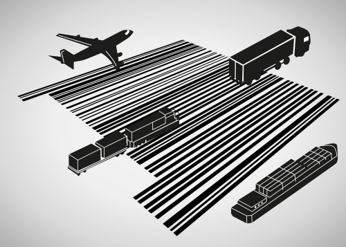 Brūkšninis Kodas, Lėktuvas, Sunkvežimis, Kroviniai, Traukinys, Laivas, Pixabay, Nemokama Vektorinė Grafika