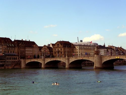 Bazel, Šveicarija, Rinas, Plaukimas Su Reinu, Upė, Reino Upė, Rheinbrücke, Rhine Panorama, Vanduo