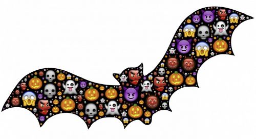 Šikšnosparnis, Halloween, Emoji, Baugus, Baisus, Baisu, Piktogramos, Simbolis, Šventė, Šventė, Juoda, Tamsi, Mįslingas, Mirtis, Baimė, Prietarai, Baisu, Velnias