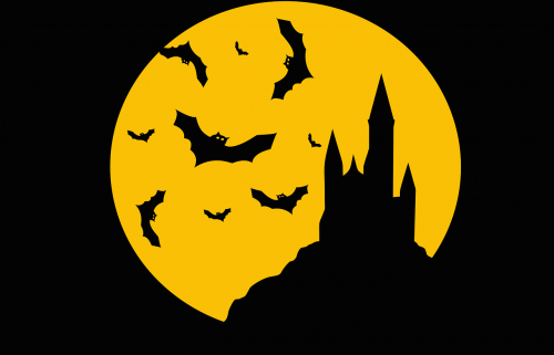 Šikšnosparniai, Pilis, Velnias, Skraidantis, Pilnatis, Halloween, Baugus, Siluetas, Baisu, Vampyrai, Nemokama Vektorinė Grafika
