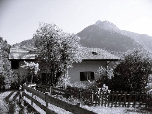 Bavarija,  Berchtesgadener Žemę,  Schnelzlreuth,  Ūkis,  Alpine Žygiai,  Kelionėse,  Juoda Ir Balta Fotografija,  Trs