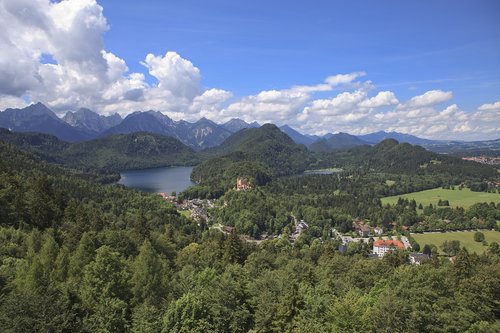Bavarija,  Schwangau,  Ežeras,  Vandens,  Bergsee,  Miškas,  Kalnai