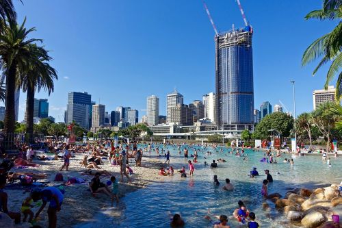 Papludimys, Miestas, Southbank, Plaukikai, Smėlis, Australia, Brisbane