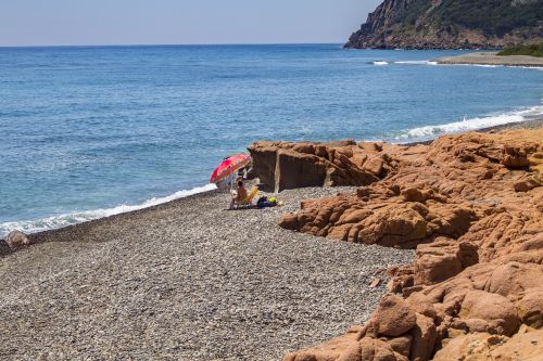 Papludimys, Vienišas Paplūdimys, Sardinija, Skėtis Nuo Saulės
