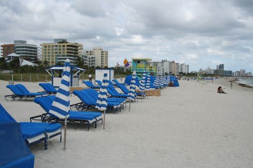 Papludimys, Kėdės, Lauko Laikrodis, Majamio Paplūdimys, Florida, Kranto, Panorama