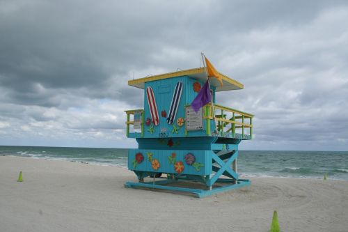 Papludimys, Kėdės, Lauko Laikrodis, Majamio Paplūdimys, Florida, Kranto, Panorama