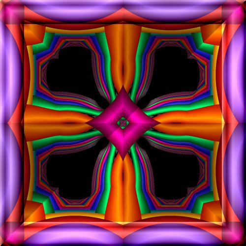Rėmas,  Stiklas,  3D,  Kaleidoskopas,  Kaleidoskopinė,  Vaizdas,  Violetinė,  Geometrinis,  Figūra,  Simetriškas,  Modelis,  Grazios Violetinės Gėlės
