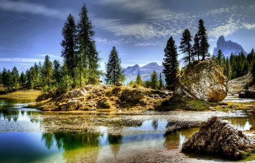 Becco Mezzodi, Dolomitai, Kalnai, Italy, Alpių, Debesys, Rokas, Žygiai, Ežeras, Akmuo, Kraštovaizdis, Alm, Gamta