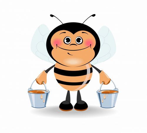 Bitės,  Vabzdžiai,  Medus,  Maistas,  Desertas,  Iliustracija,  Juokinga,  Vaikai,  Anime,  Šviesus,  Vasara,  Rinkimas,  Saldus,  Šypsena,  Džiaugsmas,  Bičių Su Medumi