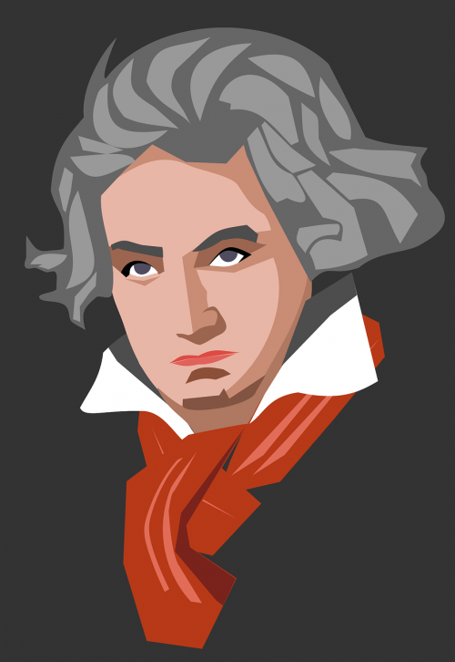 Beethovenas, Klasika, Kompozitorius, Europa, Žinomas, Muzika, Muzikantas, Žmonės, Fortepijonas, Balta, Nemokama Vektorinė Grafika