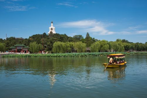 Beihai Parkas, Pekinas, Pavasaris, Laivas, Ežeras