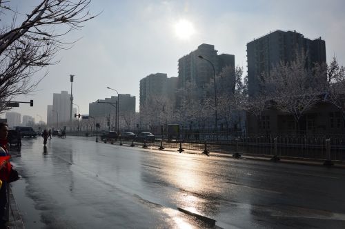 Pekinas, Pavasaris, Rytas, Sniegas