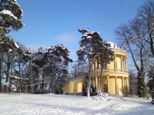 Belvedere, Klausberg, Sanssouci, Potsdamas, Žiema, Sniegas, Parkas