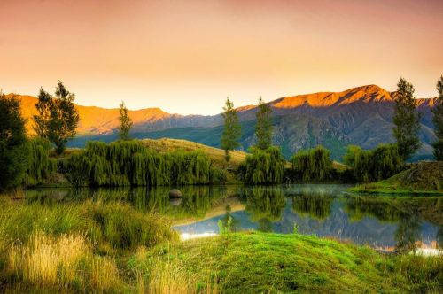 Bendemeer Estate, Atspindžiai Vandenyje, Saulėtekis, Naujoji Zelandija, Kalnai, Kraštovaizdis, Dykuma, Peizažas, Natūralus, Laukiniai, Lauke, Aplinka, Vaizdingas, Žemė, Gamta, Ramus
