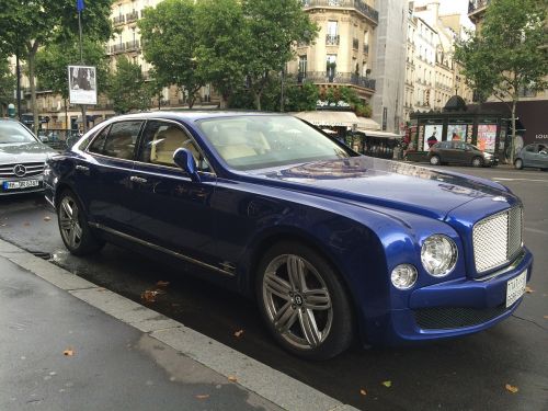 Bentley, Automobilis, Mėlynas, Paris, Saint-Germain, France, Grunge