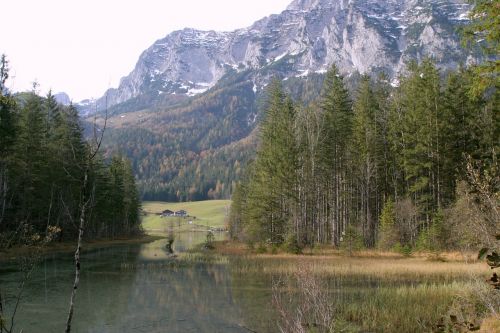 Berchtesgaden, Ramsau, Kardu, Bavarija, Viršutinė Bavarija, Ežeras, Berchtesgadeno Nacionalinis Parkas, Vanduo, Nuotaika, Panorama, Kalnai, Alpių, Berchtesgaden Alps